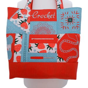 Crochet Project Tote Bag - Strawberries | Embroidered | Quilted