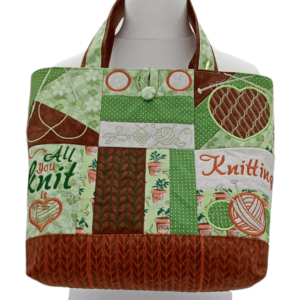Garden Embroidered Knitting Tote Project Bag