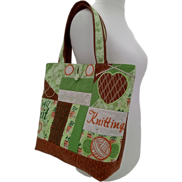 Garden Embroidered Knitting Tote Project Bag - Image 4