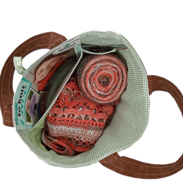 Garden Embroidered Knitting Tote Project Bag - Image 6