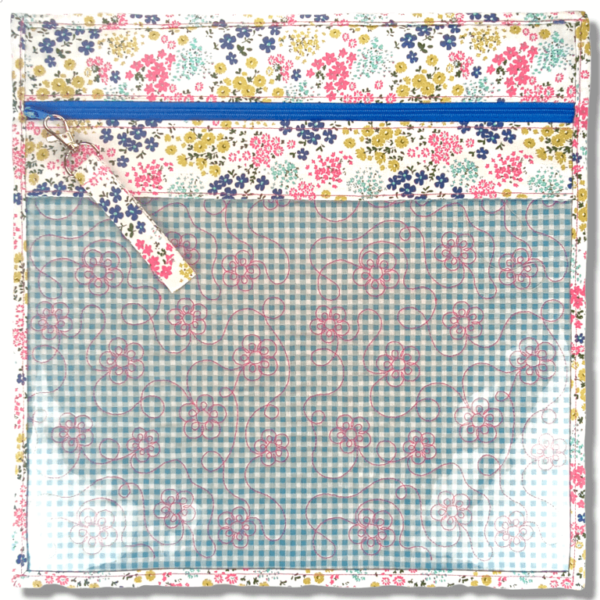 Pretty Floral Gingham Clear Vinyl Front Project Bag - 14" x 14" (35.5 x 35.5 cms) - Image 5