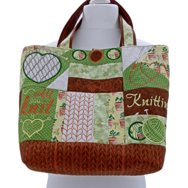 Garden Embroidered Knitting Tote Project Bag - Image 13