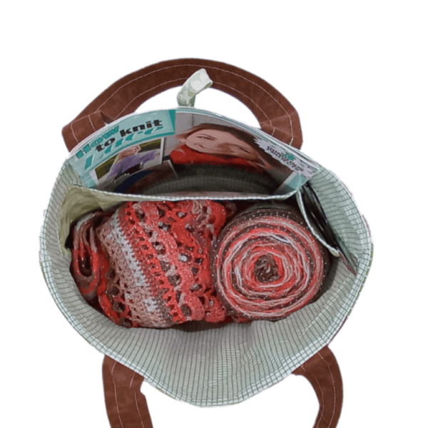 Garden Embroidered Knitting Tote Project Bag - Image 12