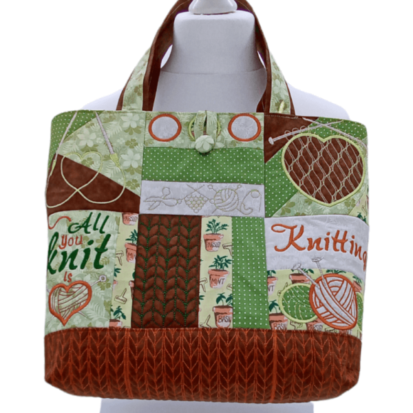 Garden Embroidered Knitting Tote Project Bag - Image 11