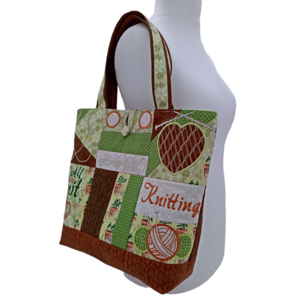 Garden Embroidered Knitting Tote Project Bag - Image 9
