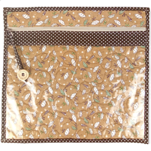 Cream and Brown Umbrellas Clear Vinyl Front Project Bag - 12" x 13" (30 x 33 cms)