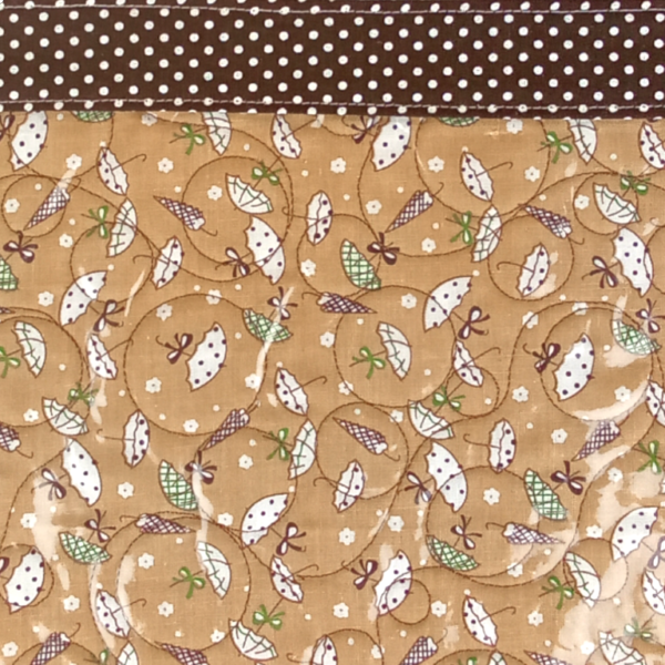 Cream and Brown Umbrellas Clear Vinyl Front Project Bag - 12" x 13" (30 x 33 cms) - Image 3