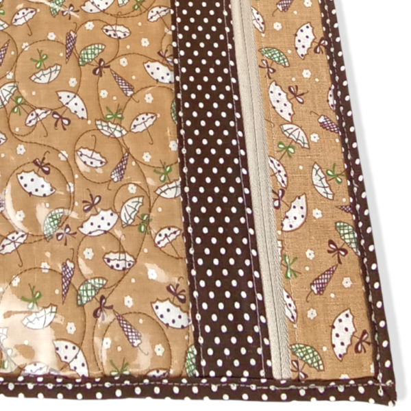 Cream and Brown Umbrellas Clear Vinyl Front Project Bag - 12" x 13" (30 x 33 cms) - Image 5