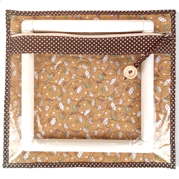 Cream and Brown Umbrellas Clear Vinyl Front Project Bag - 12" x 13" (30 x 33 cms) - Image 6